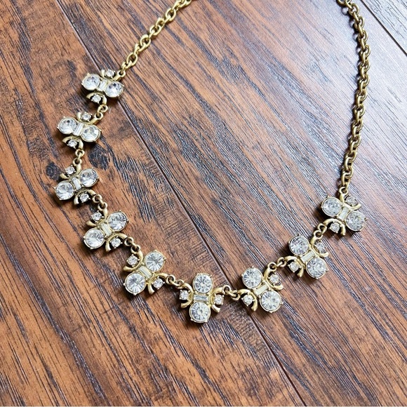 J Crew • gold statement necklace crystal rhinestone bee chunky sparkly preppy - Picture 1 of 5